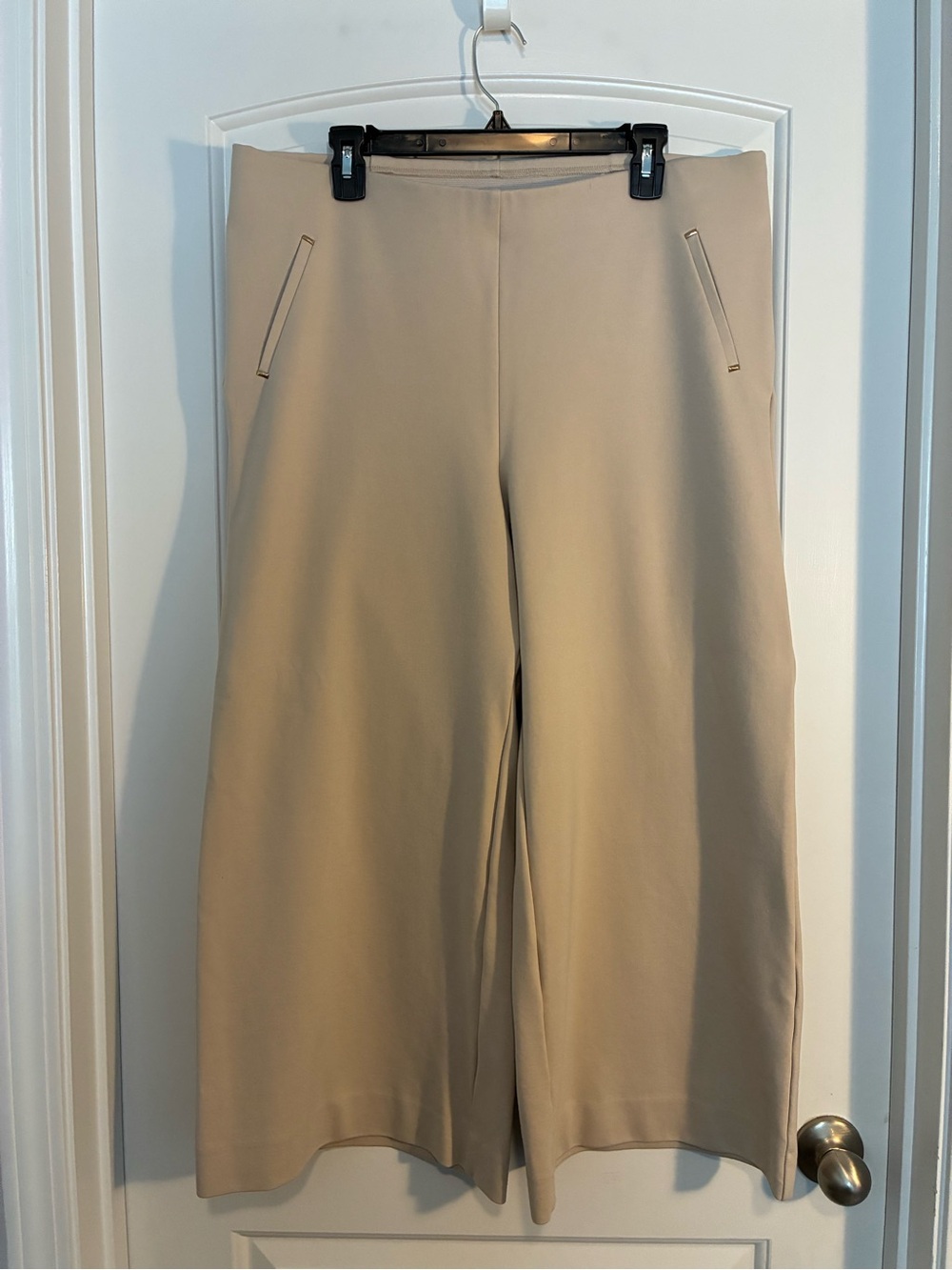 Chicos Wide Leg Beige Pants - Neutral Cropped Trousers